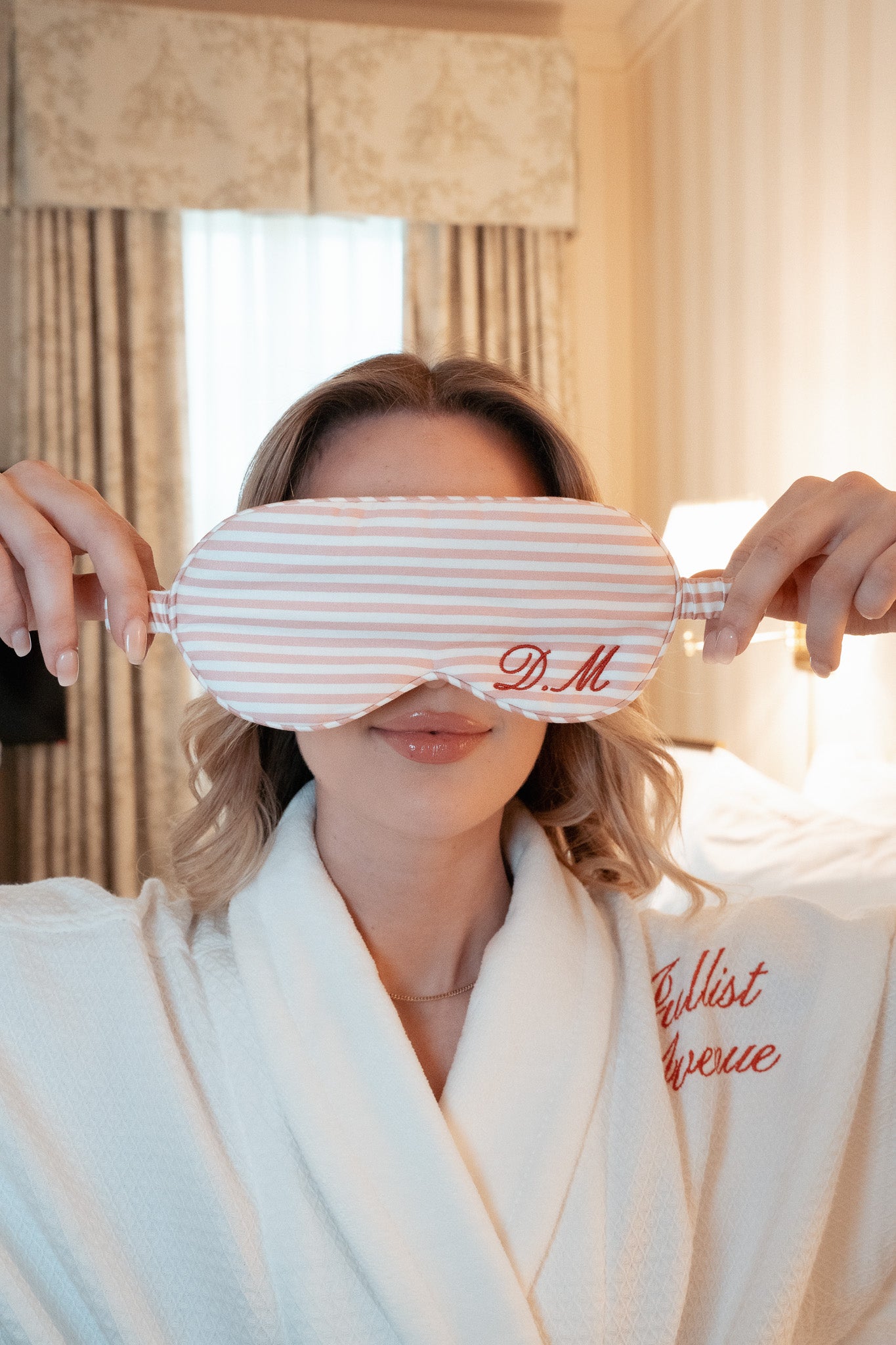 Pink Cotton Stripe Eye Mask