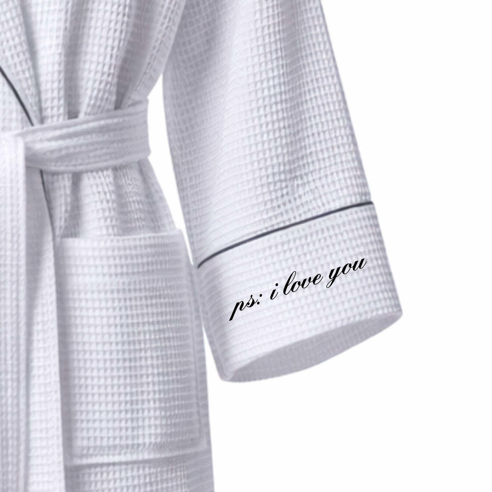 Mens Waffle Robe Embroidered Cuff