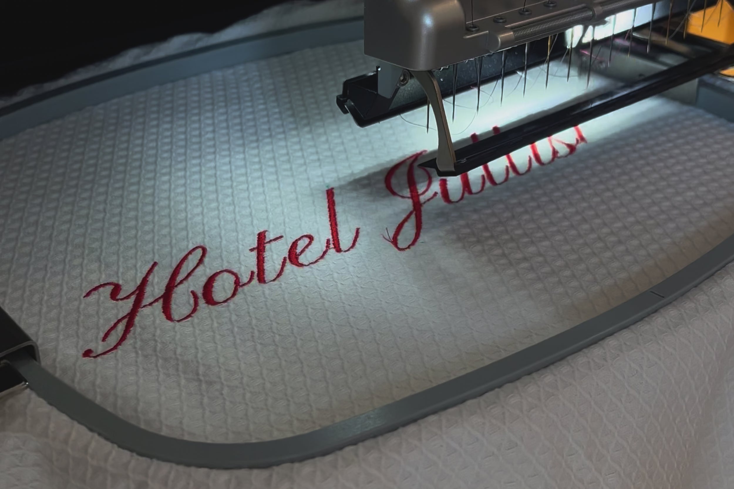 Video scenes of product embroidery 